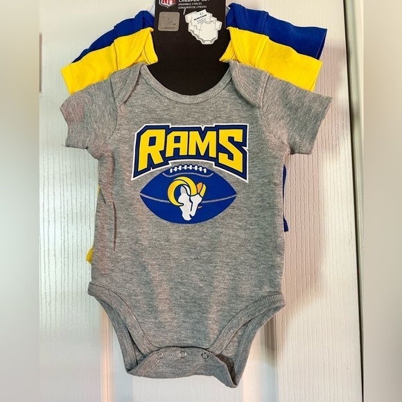 2 three pack sets NFL licensed Rams Infant 6 total onesie Bodysuits NWT - Picture 5 of 7